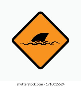 Sign of Beware Shark Attack. Warning When Swimming.