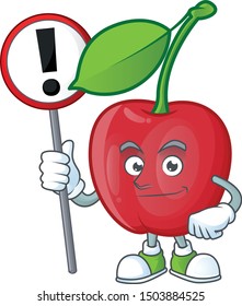 With Sign Bing Cherries Isolated Mascot In Character