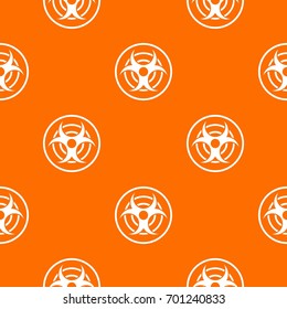 Sign of biological threat pattern repeat seamless in orange color for any design. Vector geometric illustration