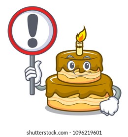 With sign birthday cake character cartoon