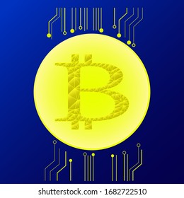 sign bitcoin business new technology digital gold vector