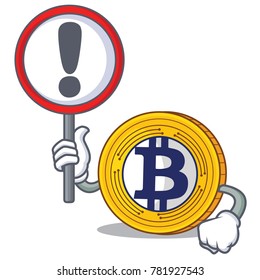 With sign Bitcoin Gold character cartoon