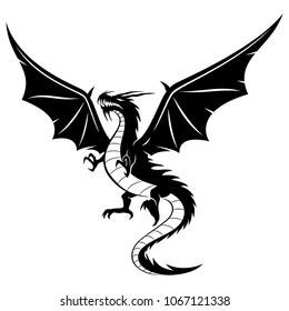 Sign of a black dragon on a white background.