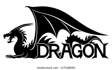 Sign of a black dragon on a white background.