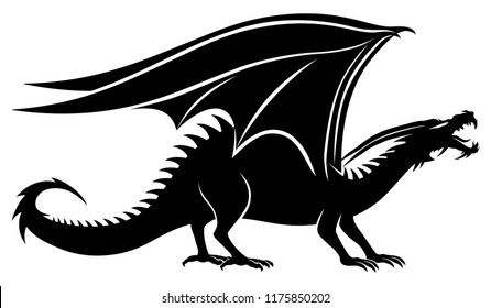 Sign of a black dragon on a white background.