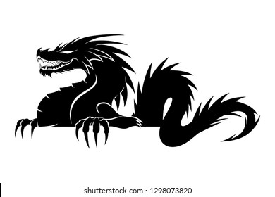 Sign of a black dragon on a white background.