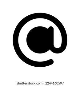 At sign black glyph ui icon. Email address. Online communication. Ampersand. User interface design. Silhouette symbol on white space. Solid pictogram for web, mobile. Isolated vector illustration