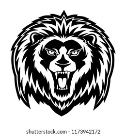 Sign of a black lion on a white background.