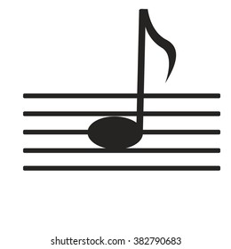 sign black music note on white background