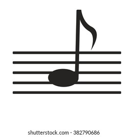 sign black music note on white background