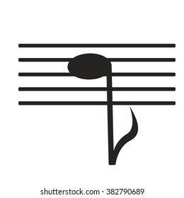 sign black music note on white background