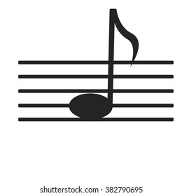 sign black music note on white background