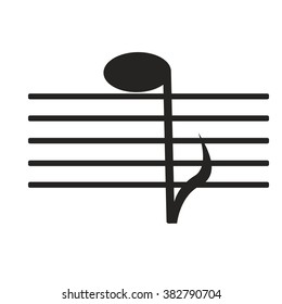 sign black music note on white background
