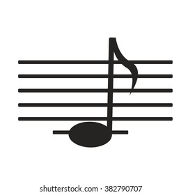 sign black music note on white background