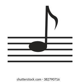 sign black music note on white background