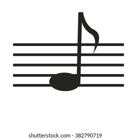 sign black music note on white background