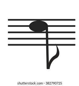 sign black music note on white background