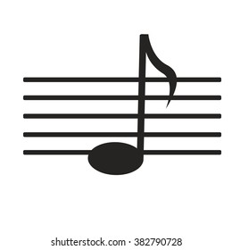 sign black music note on white background