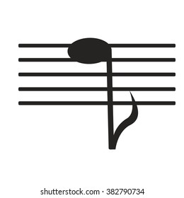 sign black music note on white background