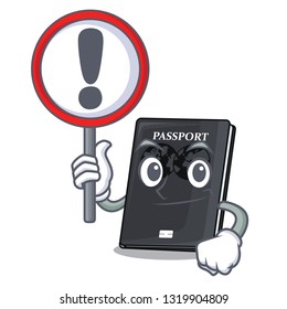 With sign black passport in a cartoon bag