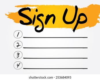 Sign Up Blank List, vector concept background