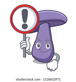 With sign blewit mushroom character cartoon