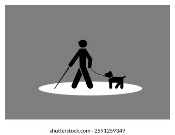 a sign of blind man with his dog