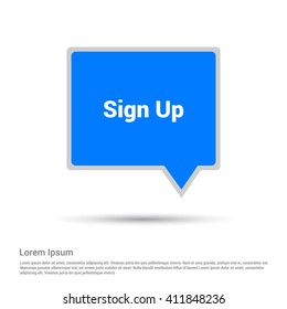 sign up Blue paper speech bubble