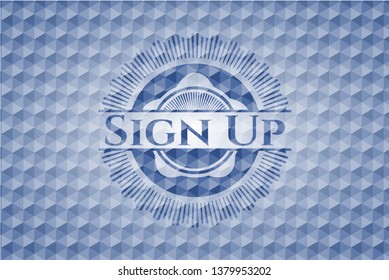 Sign Up blue polygonal emblem.