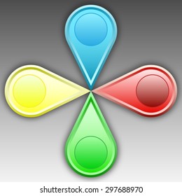 Sign with blue, red, green and yellow colors on grey gradient background