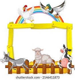 Sign Board With Animal Farm On White Background Illustration