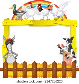 Sign board with animal farm on white background illustration
