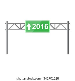 Sign board direction to year 2016