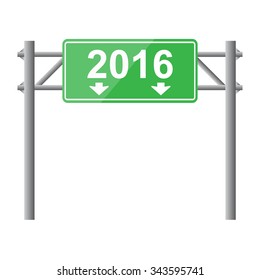 Sign board direction to year 2016