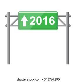 Sign board direction to year 2016