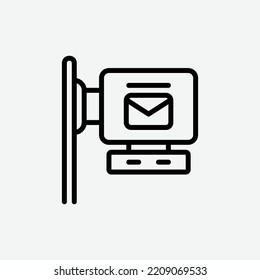  sign board icon, isolated Post Office outline icon in light grey background, perfect for website, blog, logo, graphic design, social media, UI, mobile app