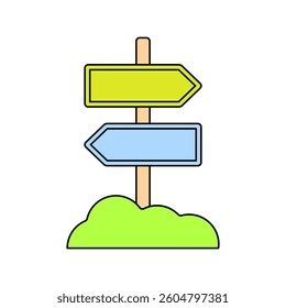 Sign board icon vector illustration in lineal color style perfect for adventure, recreation theme and the like