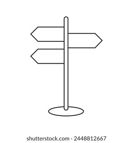 Sign board isolated on white background. Signpost vector icon with Stroke line. Direction sign. Signboard vector set. Road sign symbol illustration for website and mobile design. 