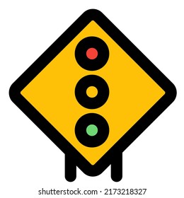 Sign board on a triangular shape lighting