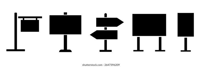 Sign board. Picket sign, demonstration banners, protest placard. Design blank boards with sticks.