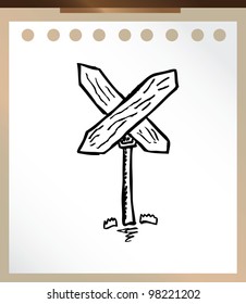 sign board wood cartoon doodle vector illustration