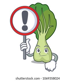With sign bok choy character cartoon