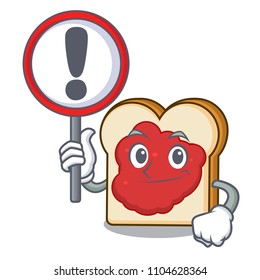 With sign bread with jam character cartoon
