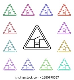 Sign the broken bridge multi color style icon. Simple thin line, outline vector of road sign icons for ui and ux, website or mobile application