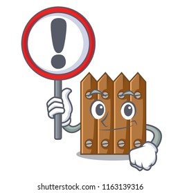 With sign brown wooden fence isolated on character