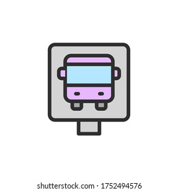 Sign, bus icon. Simple color with outline vector elements of shopping center icons for ui and ux, website or mobile application