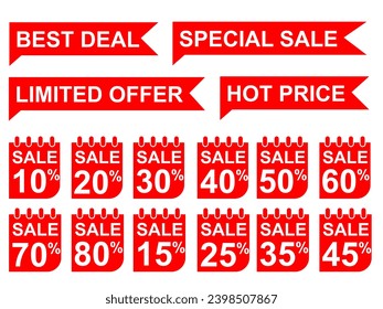 sign of bussiness advertisement with many tag of discount label and tag of best deal, special price, limited offer, special sale
