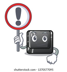 With sign button D on a computer mascot