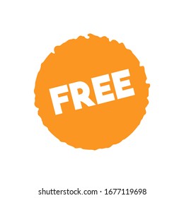 Sign button free icon, vector free starburst label. Orange badge sticker design. Promotion and advertising concept isolated on white