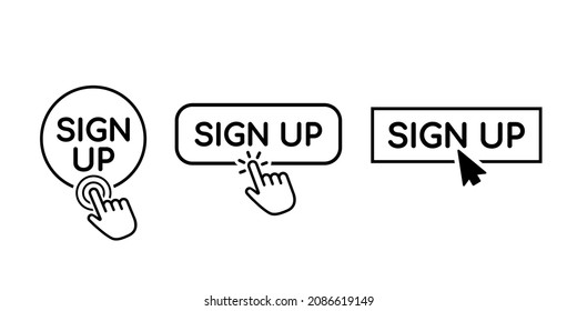 Sign up button graphic design on white background